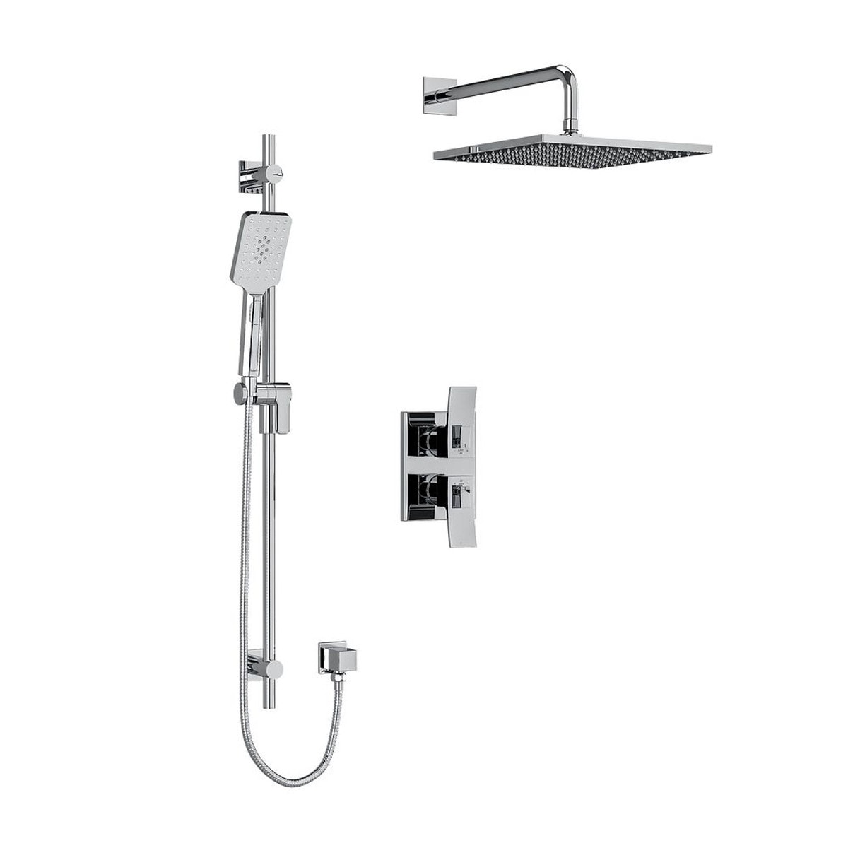 Riobel Zendo Type T/P (Thermostatic/Pressure Balance) 3/4 Inch Double Coaxial System With Hand Shower Rail 4 Body Jets And Shower Head - Chrome