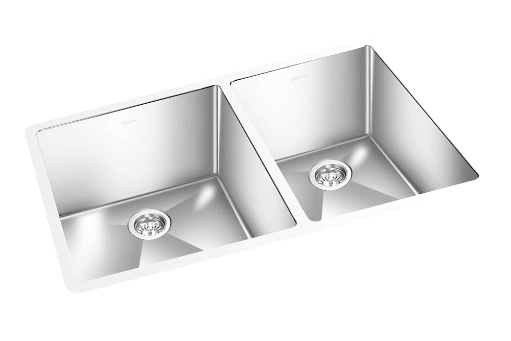 GEM square under mount double satin sink 32”x18”x9”