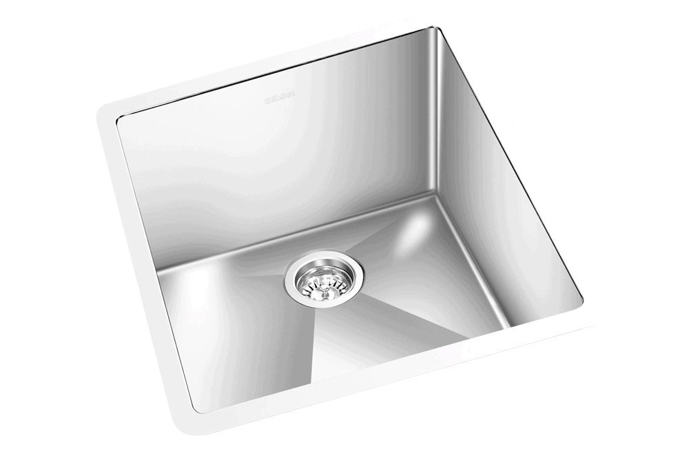 GEM single bowl under mount satin square sink 17”x 19″x 10″