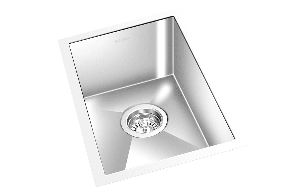 GEM single bowl under mount satin square sink 14”x18”x 9″