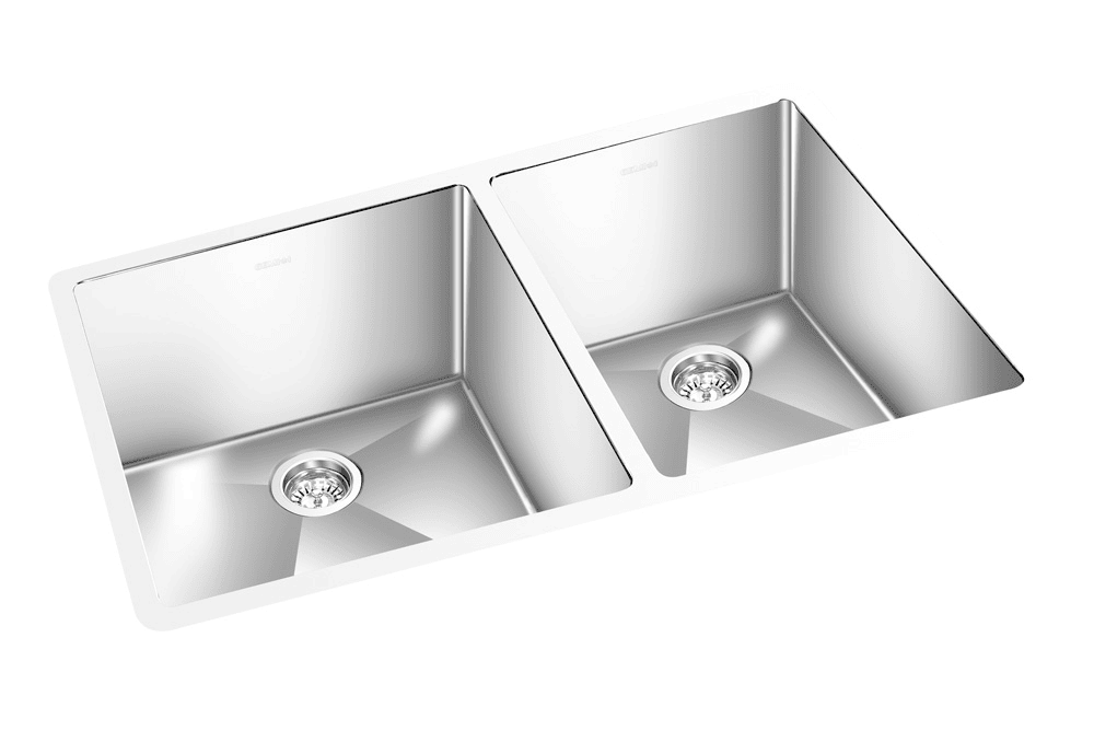 GEM double bowl under mount square double satin sink 31”x18”x9”