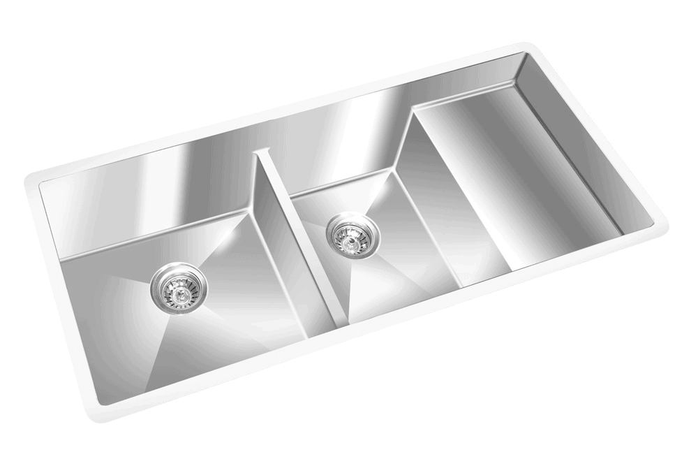 GEM double bowl under mount satin square sink 42”x 19″x 10″