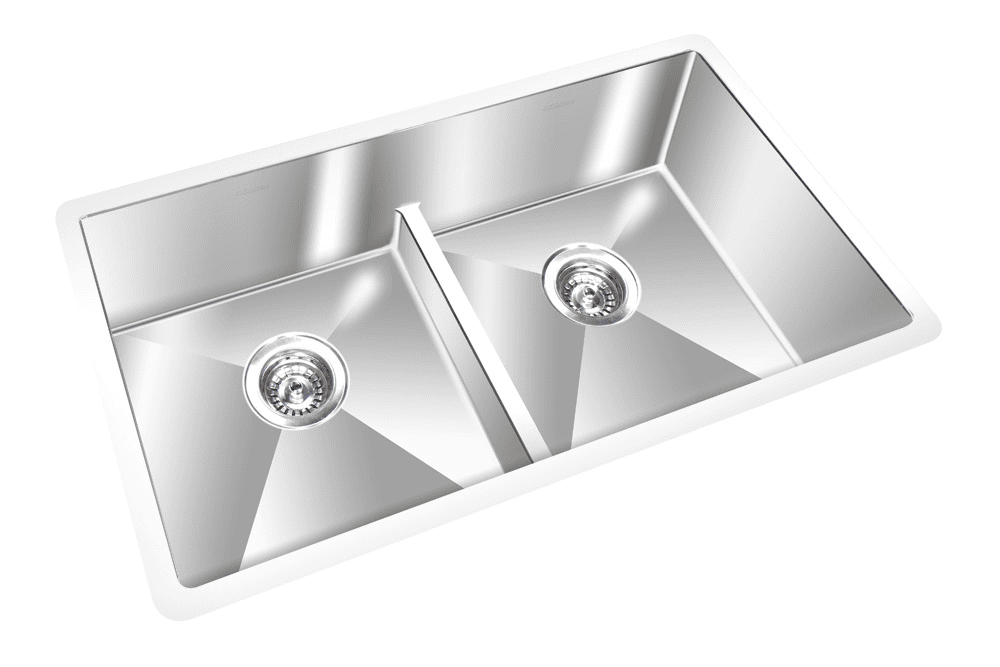 GEM double bowl under mount satin square sink 33”x 19″x 10″
