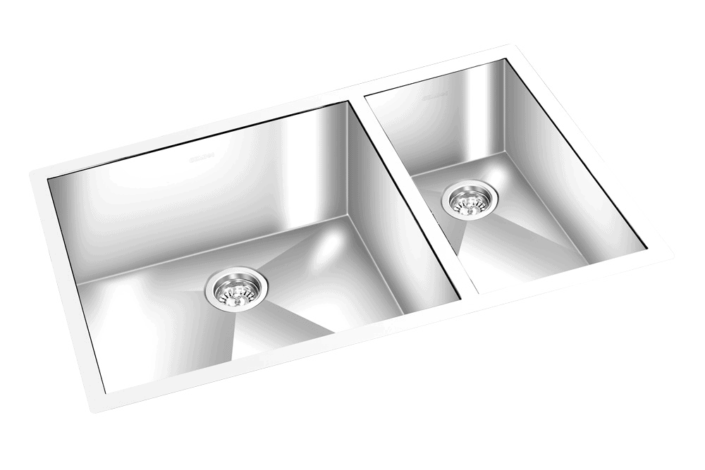 GEM double bowl under mount satin square sink 31”x18”x 9″