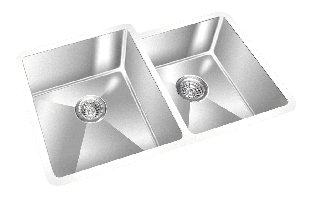 GEM double bowl under mount satin square sink 31”x 20″x 9"