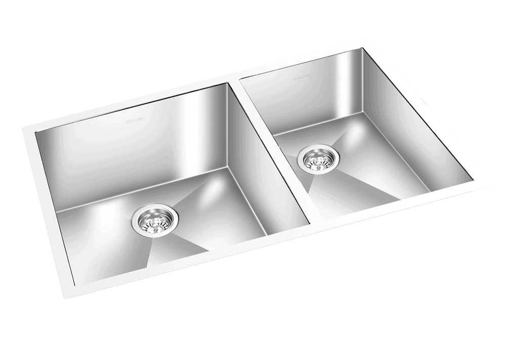 GEM double bowl under mount satin square sink 31”x 20″x 10″