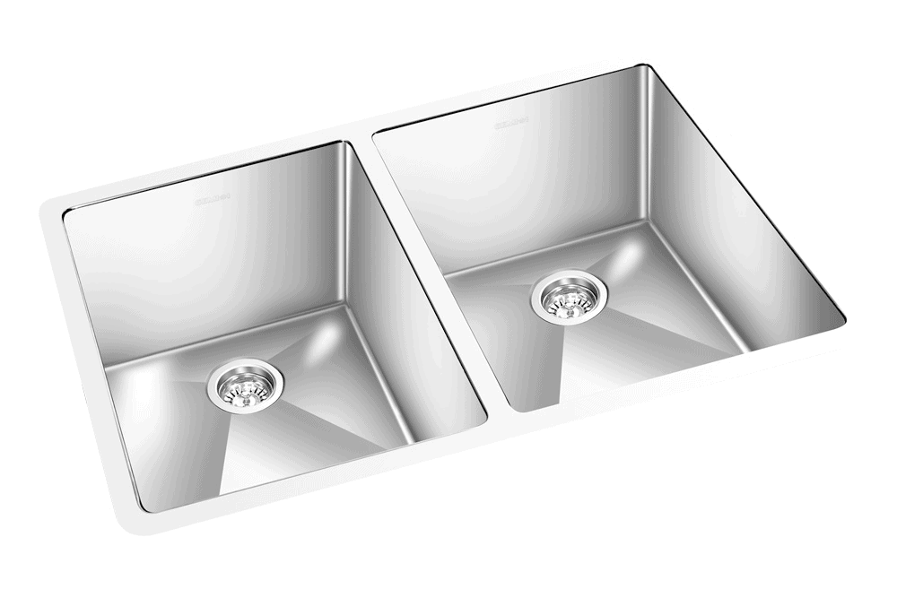 GEM double bowl under mount satin square sink 31”x 19″x 10″