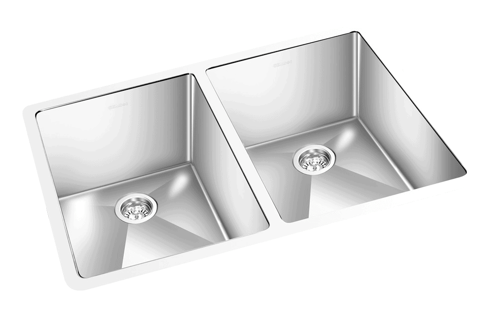 GEM double bowl under mount satin square sink 30”x18”x 9"
