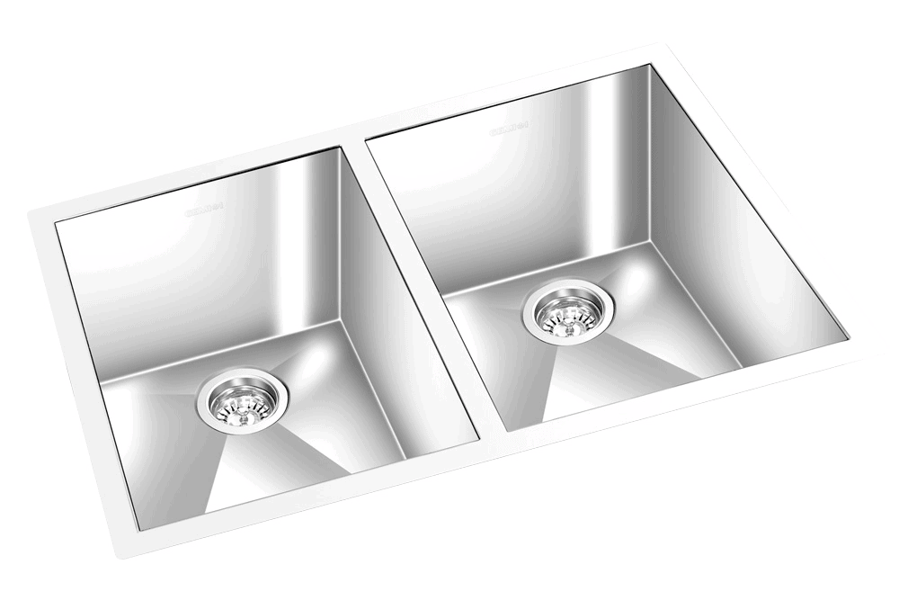 GEM double bowl under mount satin square sink 27”x18”x 9"