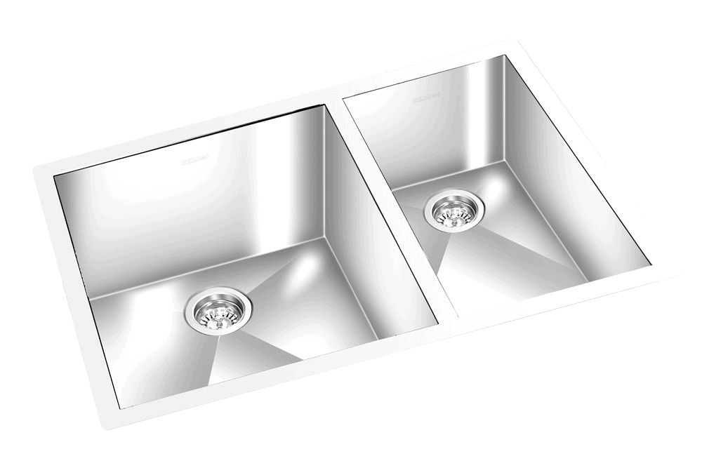 GEM double bowl under mount satin square sink 27”x18”x 9"