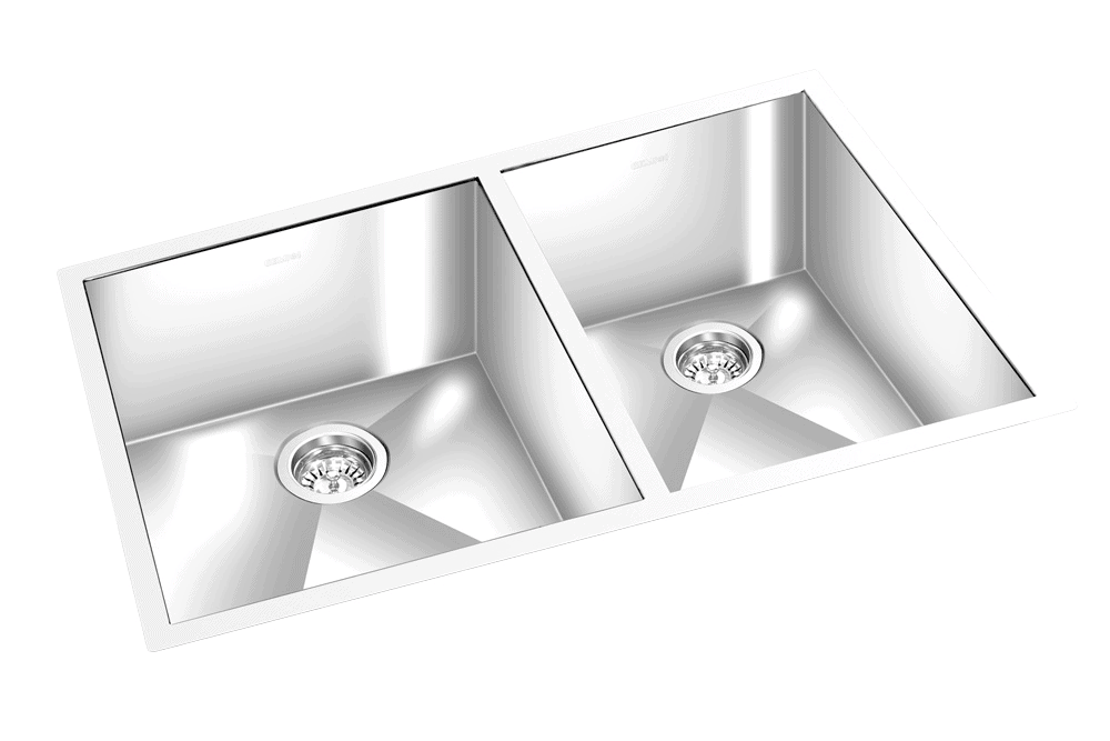 GEM double bowl under mount satin square sink 27”x18”x 9"