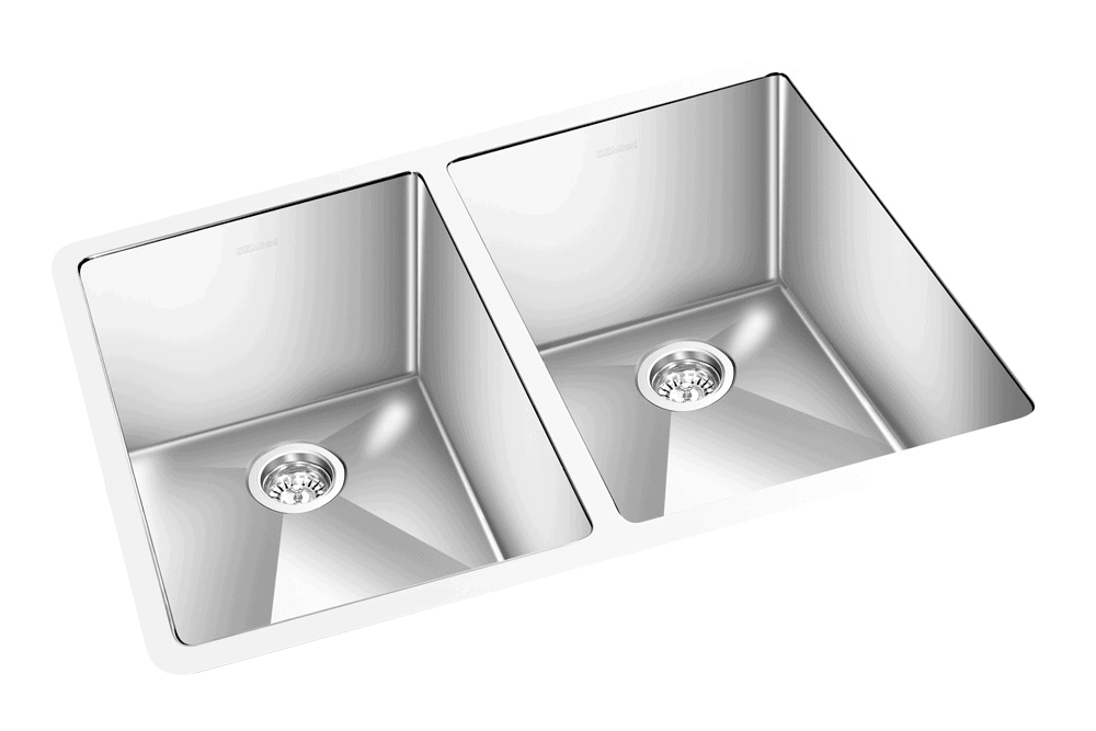 GEM double bowl under mount satin square sink 27”18”x 9"