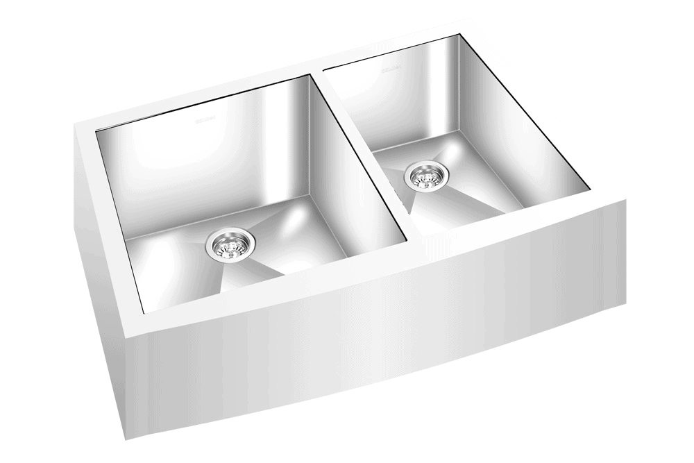 GEM double bowl under mount satin square Apron sink 34”x21”x 10″