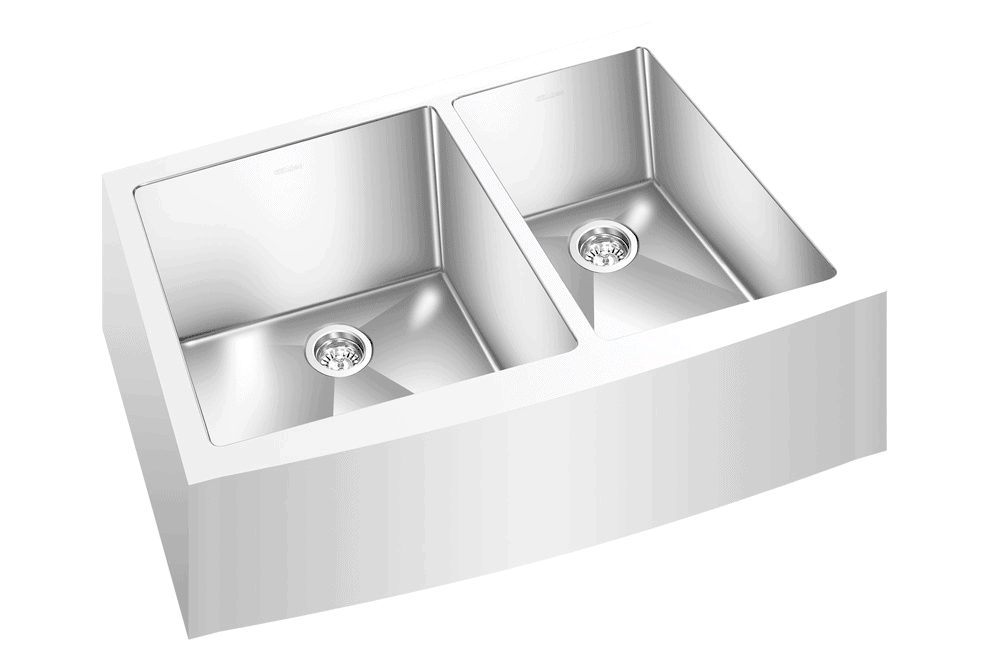 GEM double bowl under mount satin square Apron sink 34”x20”x 10″