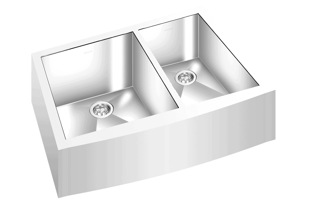 GEM double bowl under mount satin square Apron sink 32”x21”x 10″