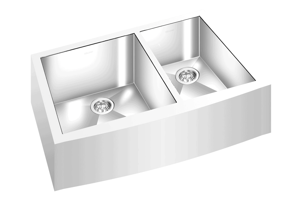 GEM double bowl under mount satin square Apron sink 32”x20”x 10″