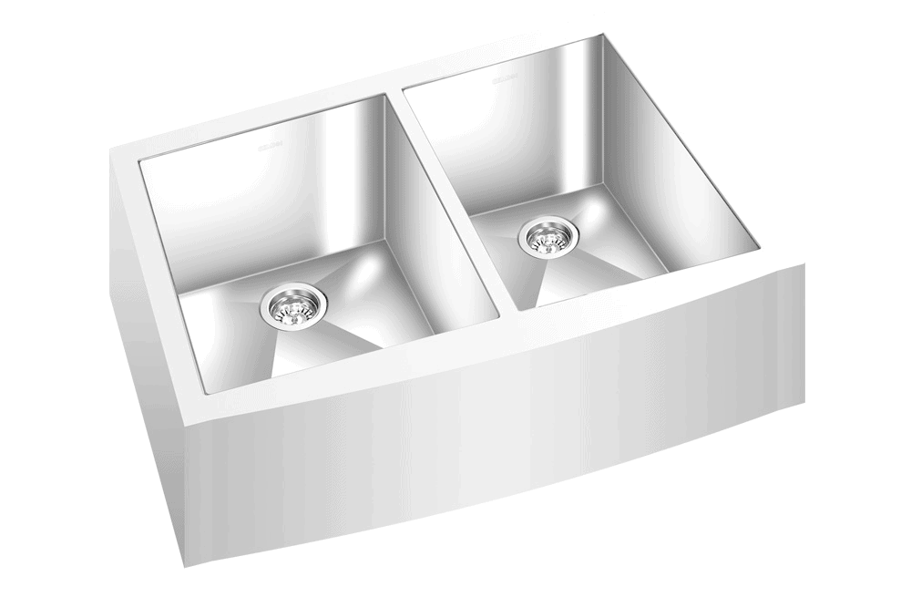 GEM double bowl under mount satin square Apron sink 31”x19”x 9″
