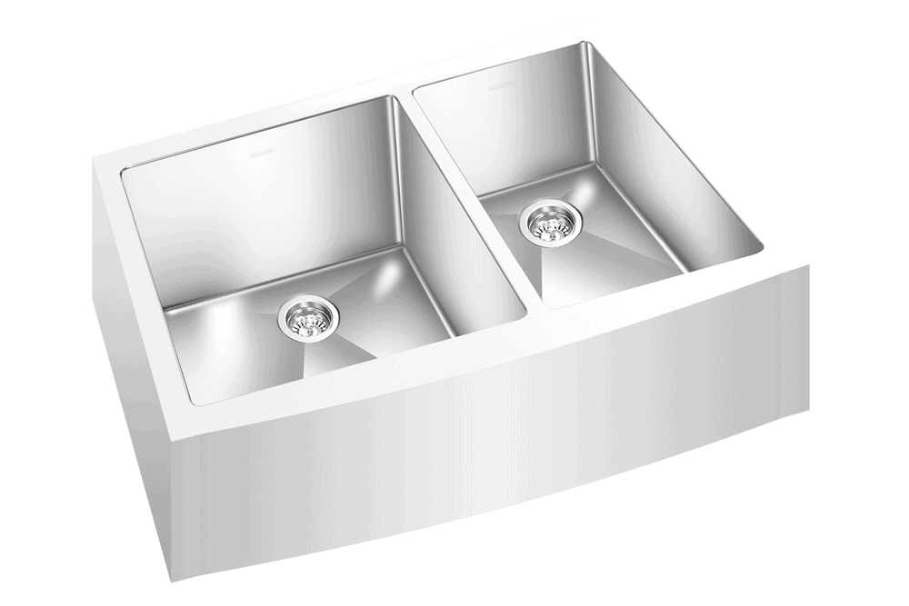 GEM double bowl under mount satin square Apron sink 31”x19”x 9″
