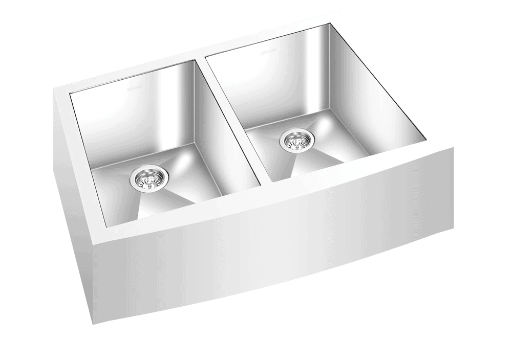 GEM double bowl under mount satin square Apron sink 30”x21”x 10″