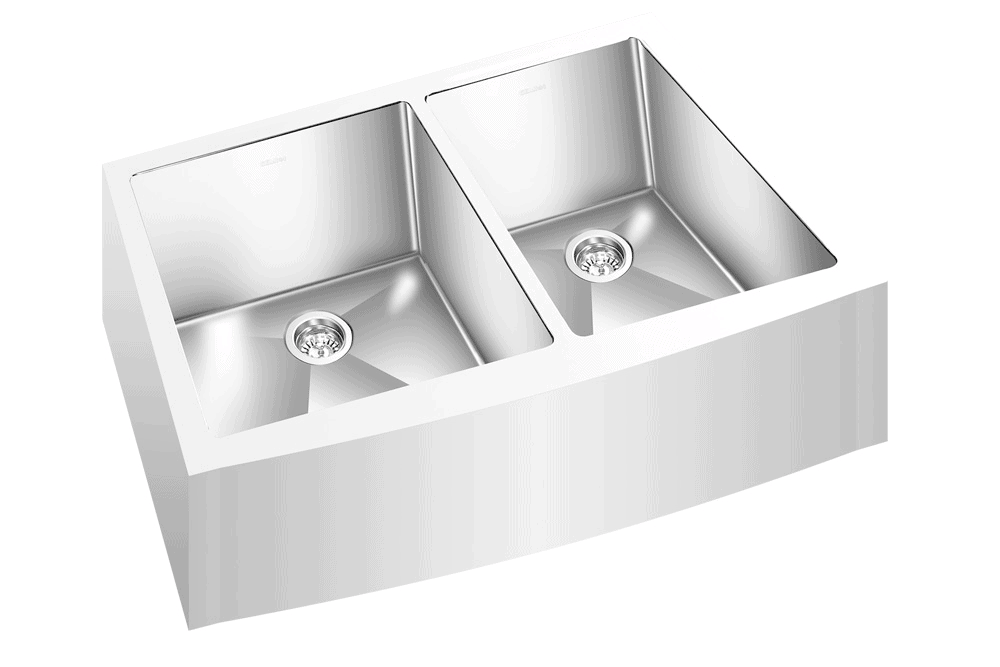GEM double bowl under mount satin square Apron sink 30”x20”x 10″