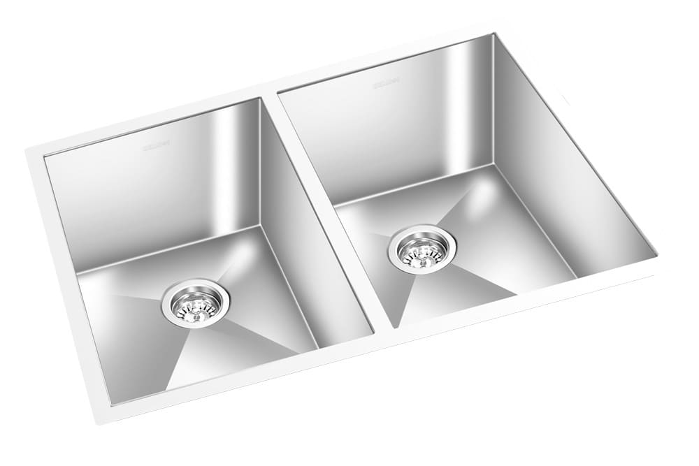 GEM double bowl under mount satin square sink 30″x18″x9″