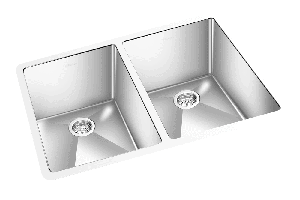 GEM double bowl under mount square satin sink 30”x18”x9”
